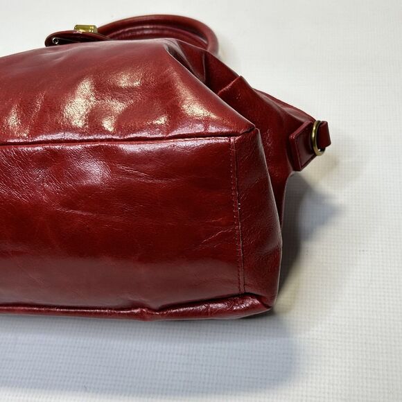 ELLIOT LUCCA Dome Satchel Bag | Faro Red Glazed Crackled Leather Crossbody - Picture 5 of 15